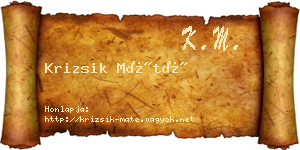 Krizsik Máté névjegykártya